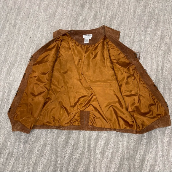 North Style Women’s 100% Leather Western Fringe Brown Vest Size XL - Picture 3 of 4